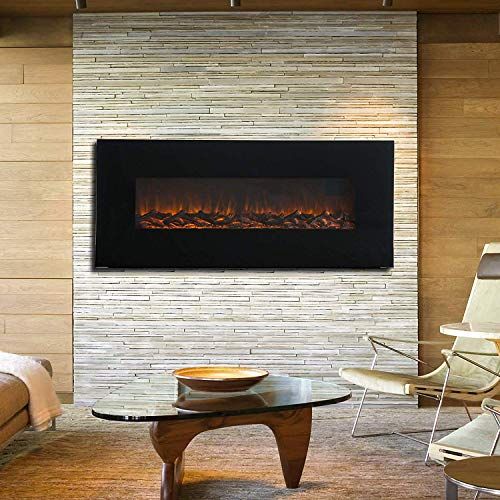  KUPPET 50 Electric Fireplace Wall Mounted,1500W Adjustable Fireplace Heater Linear Fireplace Timer/Remote Control,Metal-Glass Frame (Original)