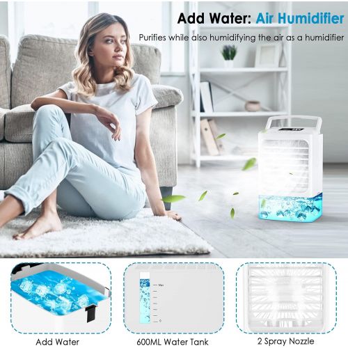  KUUOTE Personal Air Conditioner, Small Air Conditioner with Remote Control, Mini Air Conditioner Portable, Mini Portable Air Conditioner Fan, Mini AC, Misting Fan Portable Air Cool