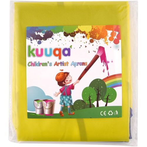  [아마존베스트]KUUQA Childrens Kids Toddler Waterproof Play Apron Art Smock with 3 Roomy Pockets - Painting, Baking, Feeding Smock (Paints and Brushes not Included)