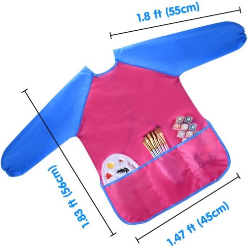  [아마존베스트]KUUQA Waterproof Childrens Art Smock Kids Painting Aprons with 3 Roomy Pockets,Art Painting Supplies (Paints and Brushes not Included)