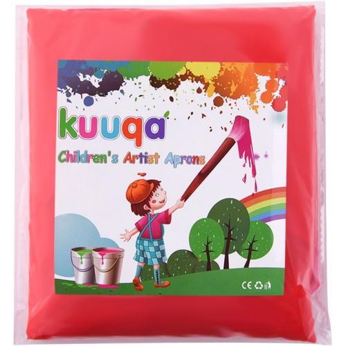  [아마존베스트]KUUQA Childrens Kids Toddler Red Waterproof Play Apron Smock with 3 Roomy Pockets - Painting, Baking, Cooking, Smock - Age 2-4 Years (Paints and Brushes not Included)