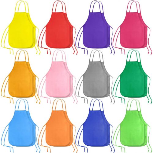  [아마존베스트]KUUQA 24 Pack 12 Colors Kids Art Aprons Children Painting Aprons Art Smocks for Craft, Kitchen, Classroom