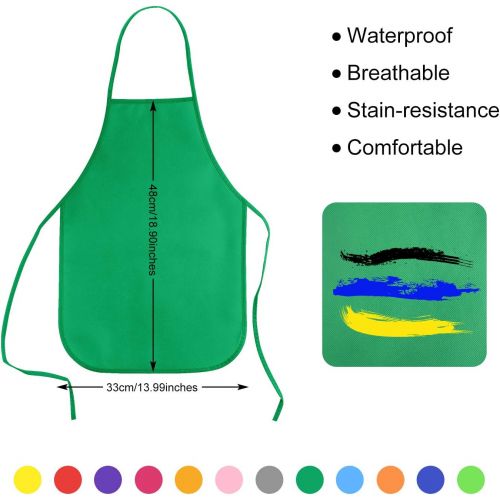  [아마존베스트]KUUQA 24 Pack 12 Colors Kids Art Aprons Children Painting Aprons Art Smocks for Craft, Kitchen, Classroom