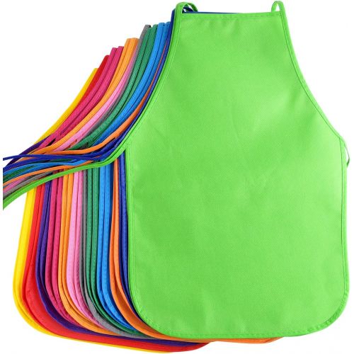  [아마존베스트]KUUQA 24 Pack 12 Colors Kids Art Aprons Children Painting Aprons Art Smocks for Craft, Kitchen, Classroom