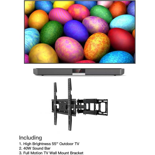  KUVASONG True 1500 Nits 55 Inch Sun Readable Smart Outdoor TV for Outdoor Covered Area, High Brightness Outdoor Television, 4K UHD HDR, Includes Full Motion TV Wall Mount Bracket a