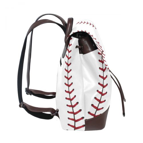  KUWT Baseball PU Leather Backpack Photo Custom Shoulder Bag College Book Bag Rucksack Casual Daypacks Diaper Bag for Women and Girl