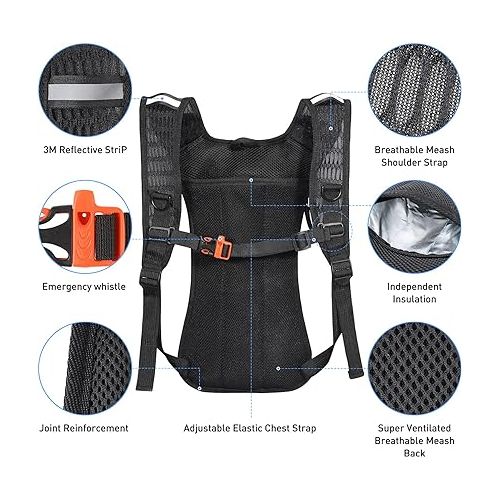  Hydration Pack,Hydration Backpack with 2L Hydration Bladder Lightweight Insulation Water Pack for Festivals, Raves, Hiking, Biking, Climbing, Running and More