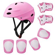 /KUYOU Kids Protective Gear Set,Roller Skating Skateboard BMX Scooter Cycling Protective Gear Pads (Knee Pads+Elbow Pads+Wrist Pads+ Helmet)