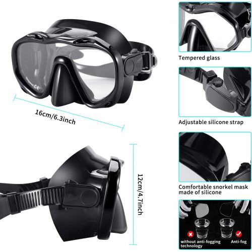  [아마존베스트]KUYOU Snorkel Set Adults,Dry Snorkeling Set Men Women Anti-Fog Snorkel Mask Impact Resistant Panoramic Tempered Glass Easy Breathing and Professional Snorkeling Gear for Youth Adul