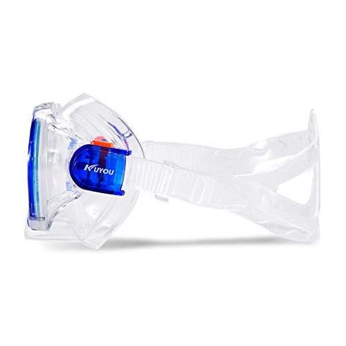  [아마존베스트]KUYOU Snorkel Set for Kids,Dry Top Snorkel Mask - Anti-Fog and Anti-Leak Easy Adjustable Snorkeling Gear for Children, Boys & Girls,Juniors Freediving Gear Set Age 5.