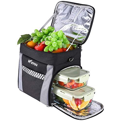  KUYOU Cooler Lunch Bag Insulated Lunch Box Leakproof Reusable 8L Women Men Portable Lunch Box Organizer Box Organizer Ice Chest Bag with Adjustable Shoulder Strap for Picnic Beach Travel