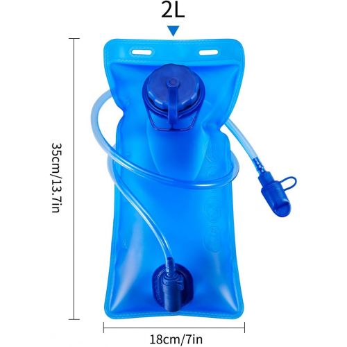  KUYOU Hydration Bladder, 2 Liter Water Bladder Leak Proof Water Reservoir Hydration Pack Replacement with Auto Shut-Off Valve for Running Hiking Riding Camping Cycling Climbing Fit Most