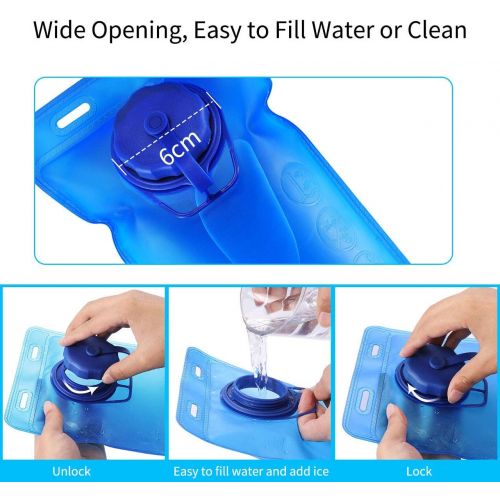  KUYOU Hydration Bladder, 2 Liter Water Bladder Leak Proof Water Reservoir Hydration Pack Replacement with Auto Shut-Off Valve for Running Hiking Riding Camping Cycling Climbing Fit Most