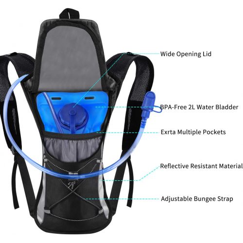  KUYOU Hydration Pack with 2L Hydration Bladder Water Rucksack Backpack Bladder Bag Cycling Bicycle Bike/Hiking Climbing Pouch