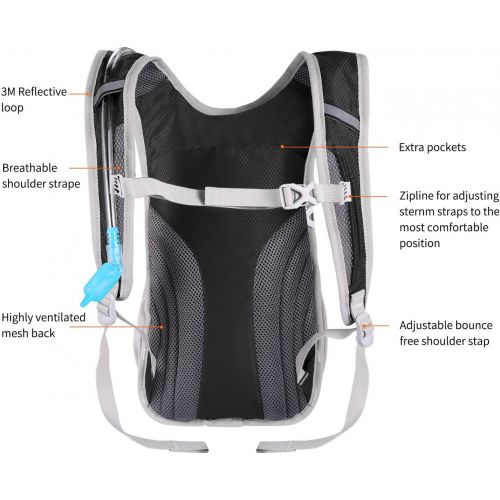  KUYOU Hydration Pack,Hydration Backpack with 2L Hydration Bladder Lightweight Insulation Water Pack for Running Hiking Riding Camping Cycling Climbing Fits Men & Women