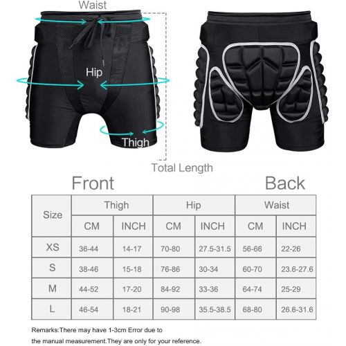  KUYOU Protection Hip,3D Padded Shorts Breathable Protective Gear for Ski Skate Snowboard (S M L)