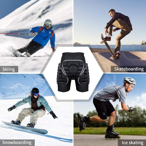  KUYOU Protection Hip,3D Padded Shorts Breathable Protective Gear for Ski Skate Snowboard (S M L)