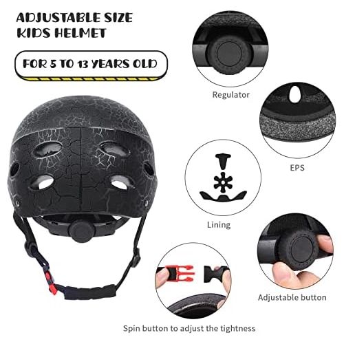  KUYOU Skate Helmet Adjust Size Multi-Impact ABS Shell for Kid Cycling/Skateboarding/Skate Inline Skating/Rollerblading