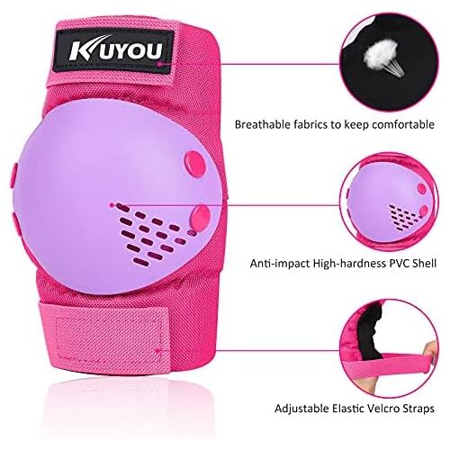  KUYOU Kids Protective Gear Set,Helmet Knee Pads Elbow Pads Wrist Pads for Bike Roller Skating Skateboard BMX Scooter Cycling (3-8 Years Old)