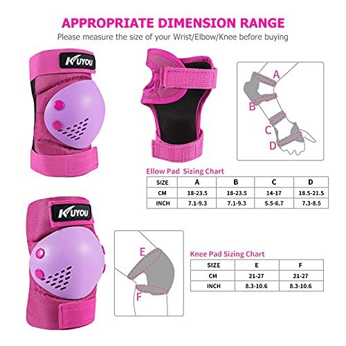  KUYOU Safety Gear for Kids 3-8 Years Old, Kids Youth Knee Pad Elbow Pads Wrist Guards 3 in 1 Adjustable Protective Gear Set for Roller Skating Cycling Skateboard Bike Scooter Rollerblade