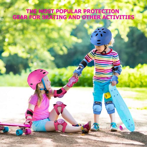  KUYOU Safety Gear for Kids 3-8 Years Old, Kids Youth Knee Pad Elbow Pads Wrist Guards 3 in 1 Adjustable Protective Gear Set for Roller Skating Cycling Skateboard Bike Scooter Rollerblade