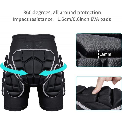  KUYOU Protection Hip,3D Padded Shorts Breathable Protective Gear for Ski Skate Snowboard Skating Skiing