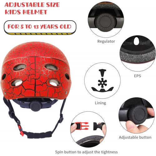  KUYOU Kids Skateboard Helmet Scooter Helmet Protective Gear Roller Skating Scooter Cycling Bike Helmet Adjustable Size for 5 and Older Youth Boys and Girls