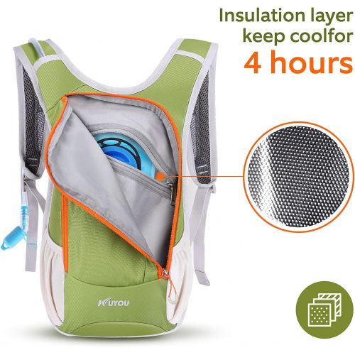  KUYOU Hydration Pack,Hydration Backpack with 2L Hydration Bladder Lightweight Insulation Water Pack for Running Hiking Riding Camping Cycling Climbing Fits Men & Women