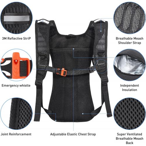  KUYOU Hydration Pack,Hydration Backpack with 2L Hydration Bladder Lightweight Insulation Water Pack for Festivals,Raves, Hiking, Biking, Climbing, Running and More