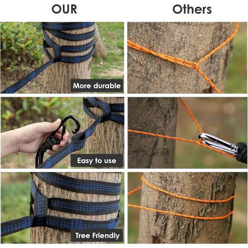  KUYOU Double Hammock for Camping, Double & Single Portable Outdoor Hammocks with 2 Tree Straps, Lightweight Nylon Parachute Hammocks for Travel Camping Backpacking Hiking Backyard
