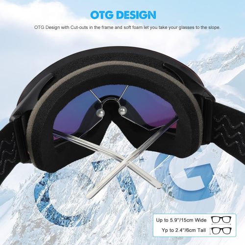  KUYOU Ski Goggles Men Women, Large Spherical Frameless Snow Goggles