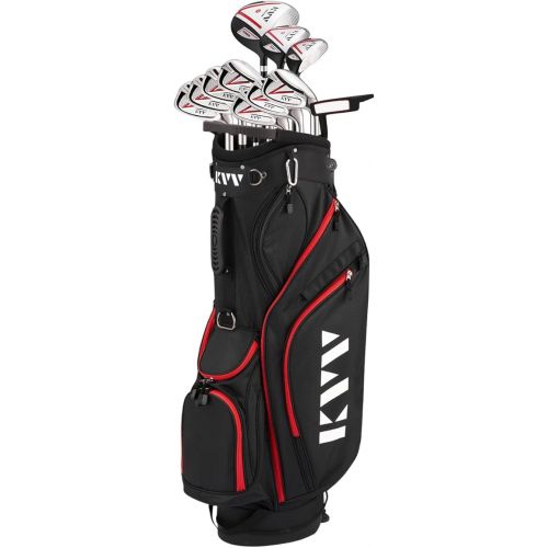  KVV Men’s Complete Golf Clubs Package Set Includes Driver, Fairway, Hybrid, 5#-P# Irons, Putter, Stand Bag, Head Covers, Right Handed