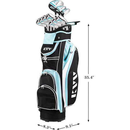  KVV Women’s Complete Golf Clubs Package Set Includes Driver, Fairway, Hybrid, 5#-P# Irons, Putter, Cart Bag, Head Covers, Right Handed