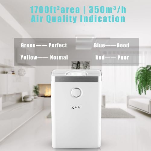  KVV Air Purifiers for Home Large Room, up to 1700 Sq Ft, True HEPA Air Filter Cleaner, Quiet Flow Bedroom Air Purifiers, Filter out Dust, Pollen, Pet Hair Dander Odor, Wildfire Smo