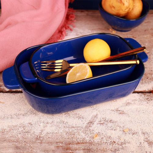  Kvv Ceramic Bakeware Set of 3 Piece Retangular Baking Pan,Baking Dishes, Lasagna Pans for Cooking, Kitchen, Cake Dinner, Banquet and Daily Use, 13 x 9 Inches Valentines Day Gift(Bl