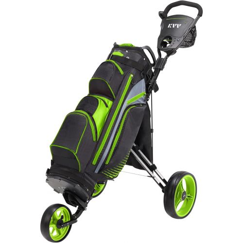  KVV Foldable Lightweight 3 Wheel Golf Cart with Stylish Scorecard Holder, Storage Bag-Easy to Open and Close