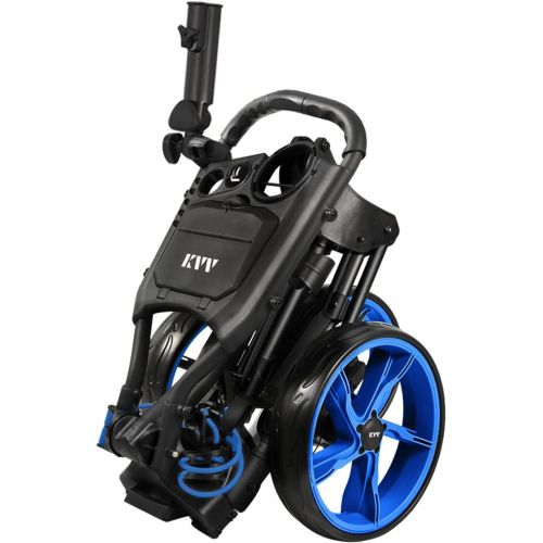  KVV 3 Wheel Golf Push Cart Ultra Lightweight Smallest Folding Size, New-Version Scorecard Holder