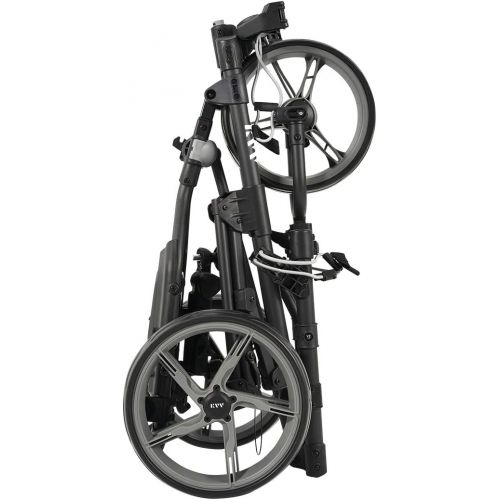  KVV 3 Wheel Foldable Golf Push Cart-with Foot Brake-One Step to Open and Close Cart Seat Attachable