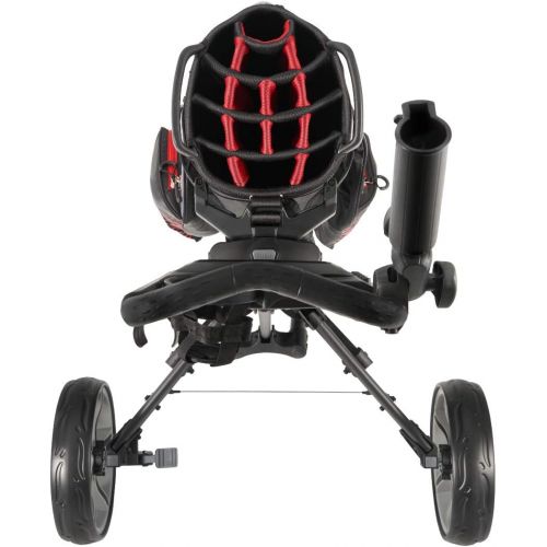  KVV 3 Wheel Foldable Golf Push Cart-with Foot Brake-One Step to Open and Close Cart Seat Attachable