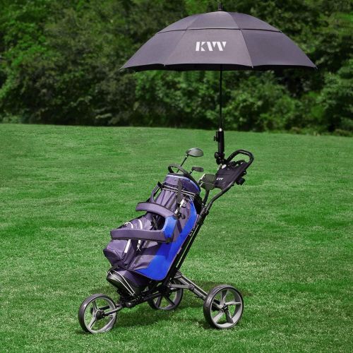  KVV 3 Wheel Foldable Golf Push Cart-with Foot Brake-One Step to Open and Close Cart Seat Attachable