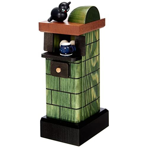  KWO Smoking Figurine Tiled Stove, Green, 20 cm, Wood, Multi Colour, 30 x 30 x 20 cm