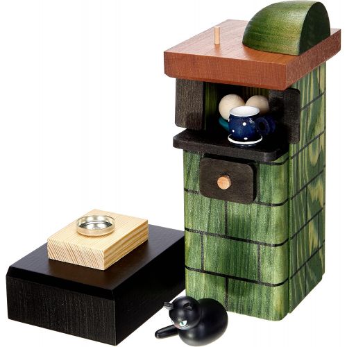  KWO Smoking Figurine Tiled Stove, Green, 20 cm, Wood, Multi Colour, 30 x 30 x 20 cm