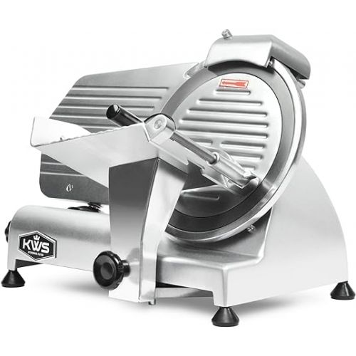  KWS MS-10NS 320W Motor Electric Meat Slicer 10-Inch with 304 Stainless Steel Blade, Frozen Meat/Cheese/Food Slicer Low Noise Commercial and Home Use [ ETL, NSF Certified ]