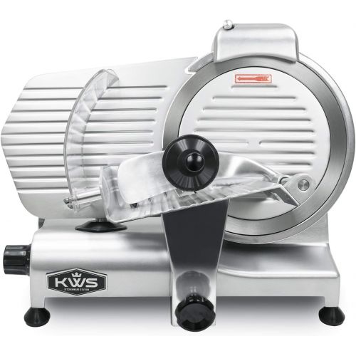  [아마존베스트]KWS KitchenWare Station KWS Commercial 320W Electric Meat Slicer 10 Frozen Meat Deli Slicer Coffee Shop/restaurant and Home Use Low Noises (Stainless Steel Blade - Silver)