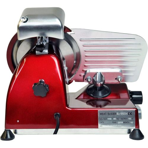  [아마존베스트]KWS KitchenWare Station KWS MS-6RS Premium 200w Electric Meat Slicer 6-Inch in Red Stainless Steel Blade, Frozen Meat Deli Meat Cheese Food Slicer Low Noises Commercial and Home Use