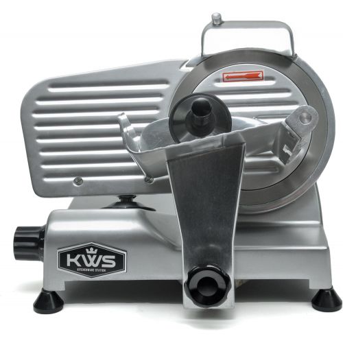  KitchenWare Station KWS Premium 200w Electric Meat Slicer 6 Frozen Meat Deli Slicer Coffee Shoprestaurant and Home Use Low Noises (Silver)