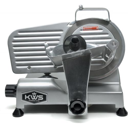  KitchenWare Station KWS Premium 200w Electric Meat Slicer 6 Stainless Steel Blade, Frozen Meat Cheese Food Slicer Low Noises