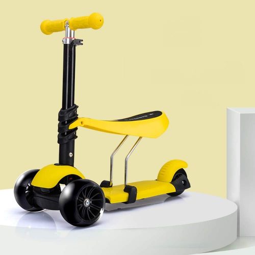  KYCD Kinder Roller 1-12 Jahre alt Slipper koennen sitzen 3 Runden Kinder Auto-Rad Baby Spielzeugauto Roller (Farbe : Gelb)