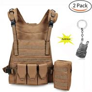 KYJ PUBG Tactical Vest Paintball Airsoft Chest Protector Tactical Vest Outdoor Sports Body Armor (褐色)