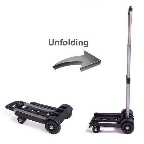  KYLINDRE Folding Luggage Cart, Portable Aluminum Alloy Car Travel Trailer Household Luggage Cart Shopping Trolley